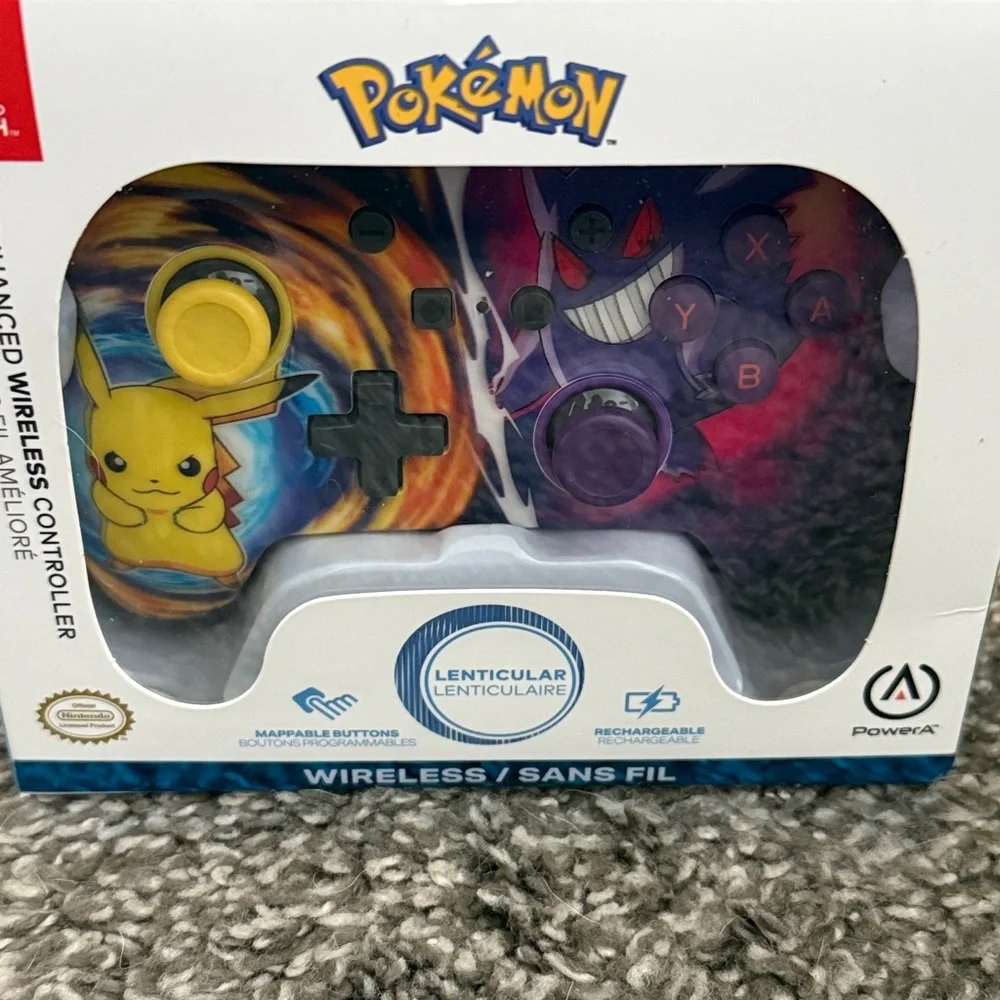 PowerA Pokémon Wireless Controller for Nintendo Switch- Yellow and Purple.